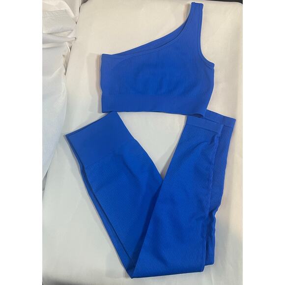 OQQ Ribbed 2 piece set Size Small (pants & 1 strap sports bra) - Picture 1 of 5